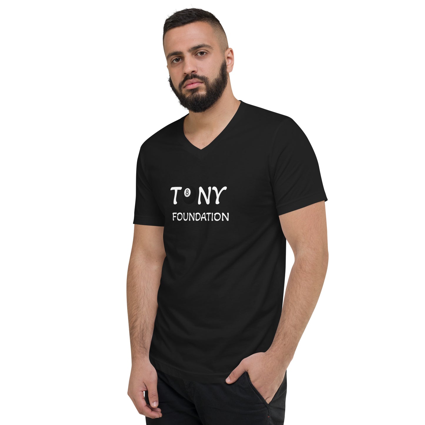 Unisex Short Sleeve V-Neck T-Shirt- 8 Ball